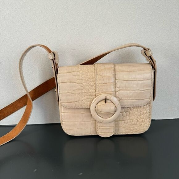 Most Wanted Handbags - Most Wanted Crocodile Print Embossed Small Leather Saddlebag Mini Crossbody